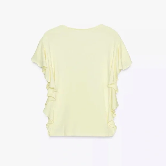 (#147)ZARA Ruffled Sleeve T-Shirt - Picture 5 of 7